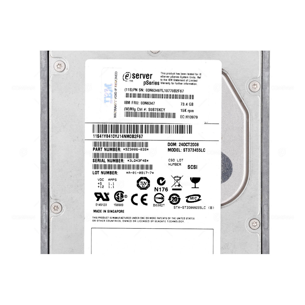 03N6347 IBM 73.4GB 15K SCSI HARD DRIVE DISK -